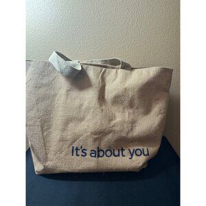 TBF Large Jute Tote Bag With Handles "Its About You" Print Reusable & Eco Friend